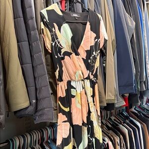 Lulu's Black Maxi Dress with Pastel Floral Design